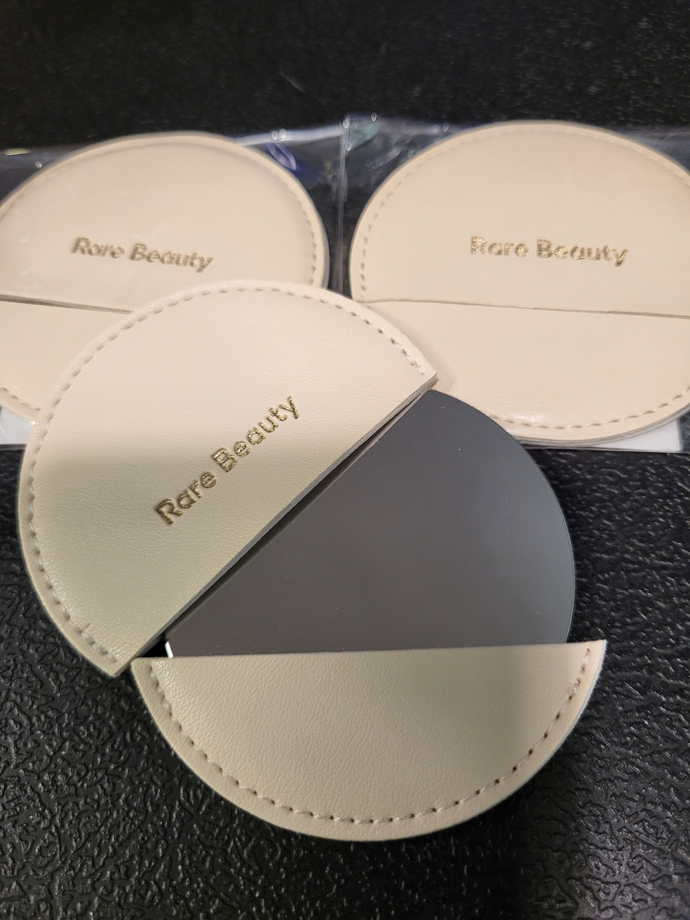 3" Rare Beauty Compact Mirror in Cream Lot Of 3 NWT